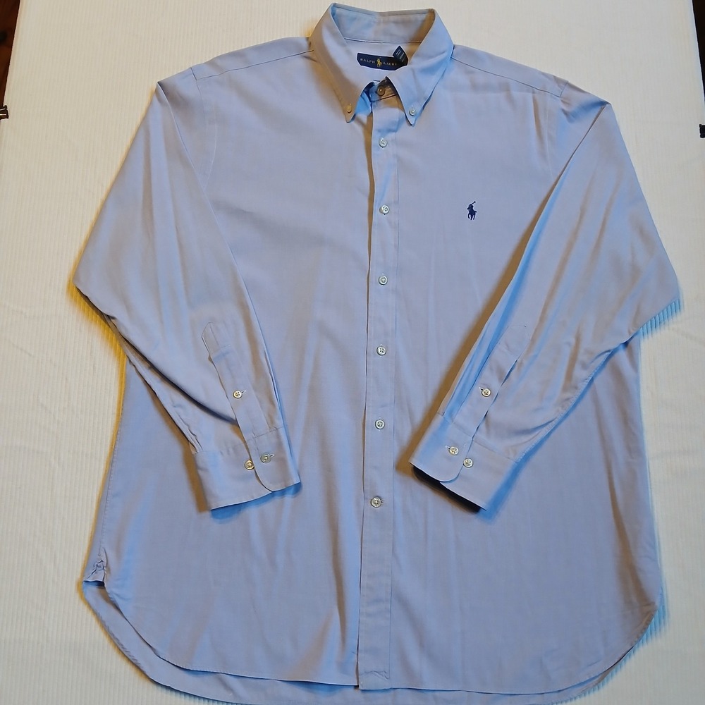 Ralph Lauren Mens Light Blue Long Sleeve Oxford Button Down Shirt 17 32/33